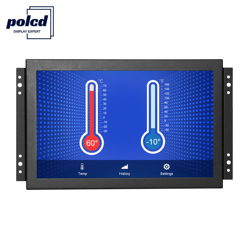 Polcd 10-calowy ekran dotykowy TFT Monitor, HDMI VGA LED Przemysłowy monitor LCD Open Frame