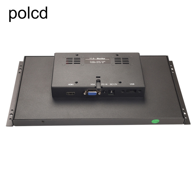 Metalowa obudowa Polcd 11,6-calowy przemysłowy monitor LCD z wiszącym ekranem dotykowym z otwartą ramką