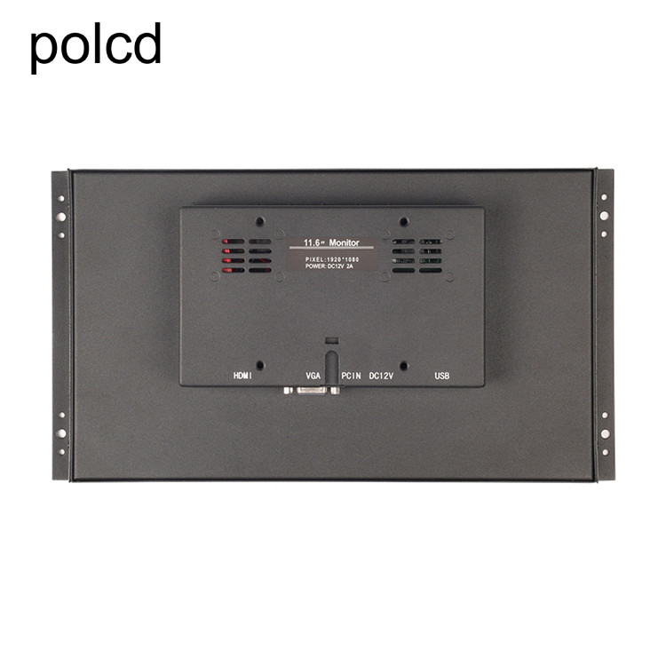 Metalowa obudowa Polcd 11,6-calowy przemysłowy monitor LCD z wiszącym ekranem dotykowym z otwartą ramką