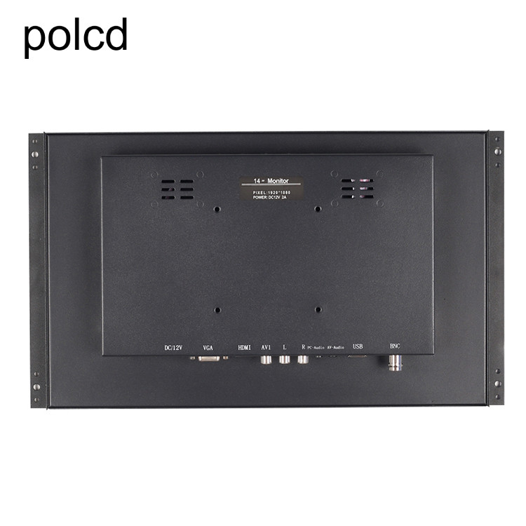 Polcd 14-calowy monitor przemysłowy LCD Full HD 1920x1080 z metalową obudową i otwartą ramką