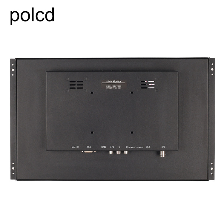 Polcd Metalowy ścienny wbudowany 15,6-calowy monitor LCD Przemysłowy port IPS HDMI VGA