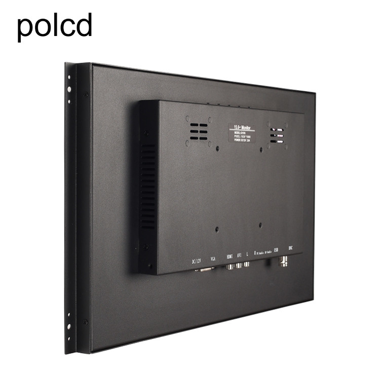 Polcd Metalowy ścienny wbudowany 15,6-calowy monitor LCD Przemysłowy port IPS HDMI VGA