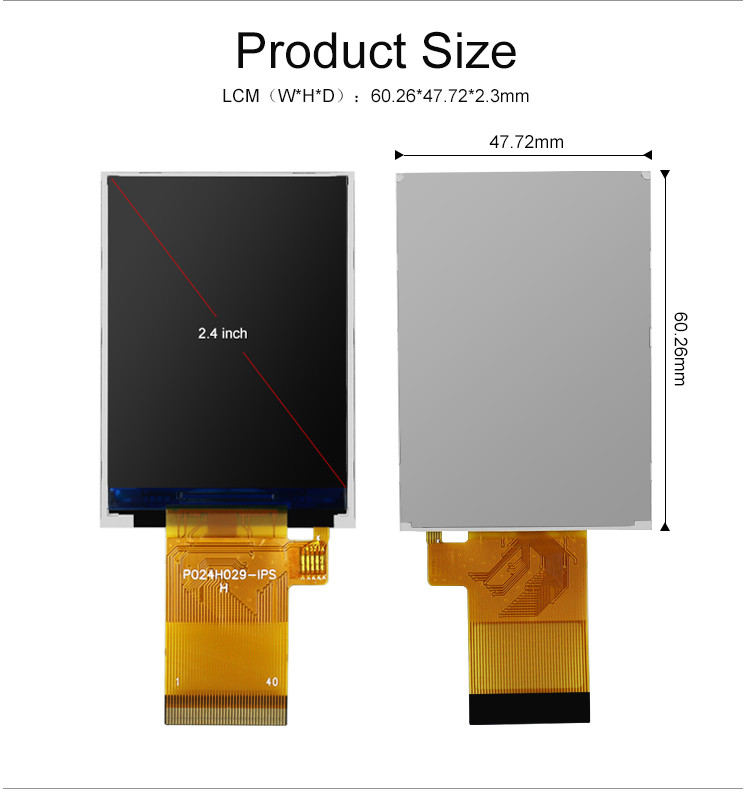 Polcd 350 Nit 2,4-calowy ekran dotykowy Tft 240x320 48,96 mm Interfejs MCU RGB Wyświetlacz LCD
