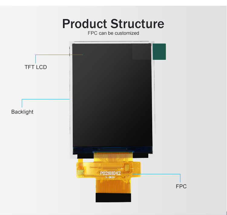 Polcd MCU 8 Bit 2.8 Moduł LCD 57,6 mm Moduł wyświetlacza dotykowego 12 0'CLOCK