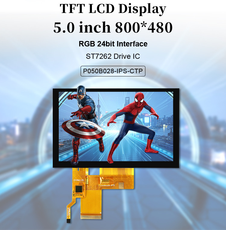 5 cali Tft LCD pojemnościowy ekran dotykowy wysokiej jasności 800x480 rozdzielczość Rgb Interfejs Ips