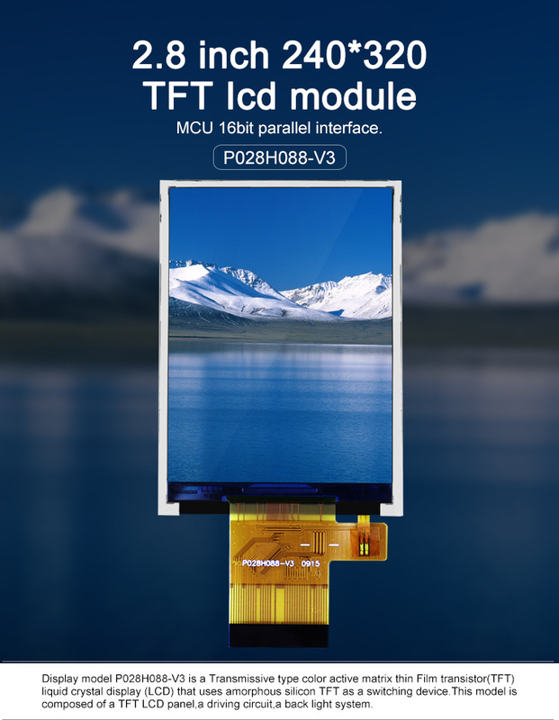 Kolory Polcd 265K 2,8 cala Moduł TFT 57,6 mm Normalnie biały interfejs SPI Moduł Lcd tft