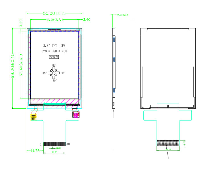 Polcd MCU 9 BIT 2,8-calowy wyświetlacz LCD Tft 240X320 Tft Kolorowy ekran Komercyjny