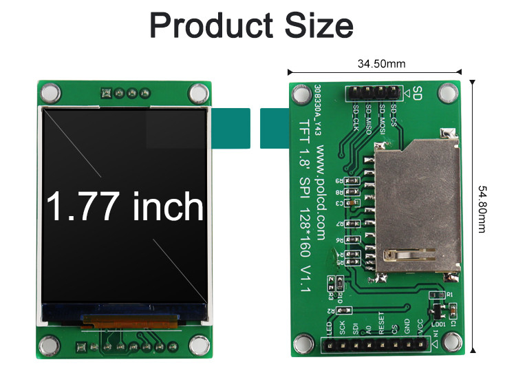 Polcd ST7262 1,77 cala 24-bitowy ekran dotykowy LCD 128X160 TFT 300 nitów