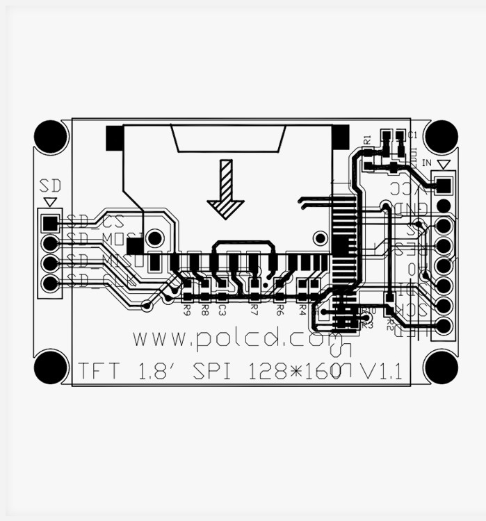 Polcd ST7262 1,77 cala 24-bitowy ekran dotykowy LCD 128X160 TFT 300 nitów
