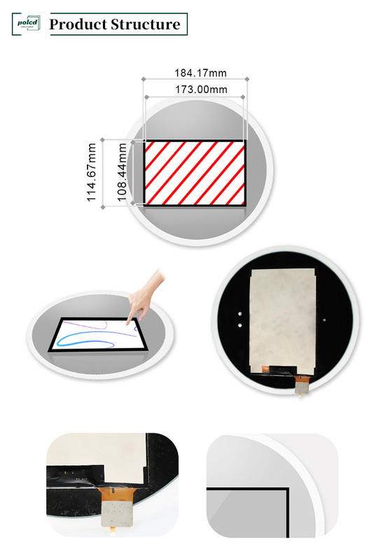 Polcd 8 cali Multitouch Mirror Glass Display Przemysłowy Panel dotykowy LCD pojemnościowy