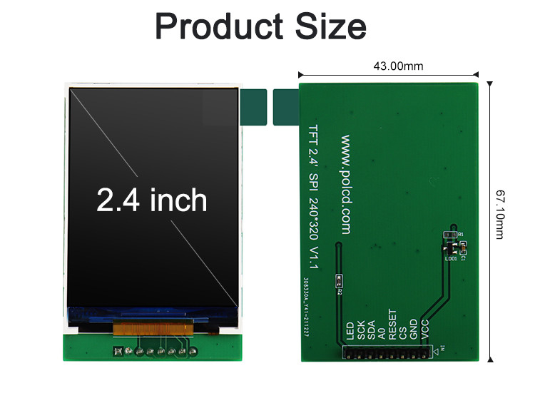 Polcd ISO9001 2,4-calowy ekran dotykowy Tft Monitor Tft 12 0'CLOCK