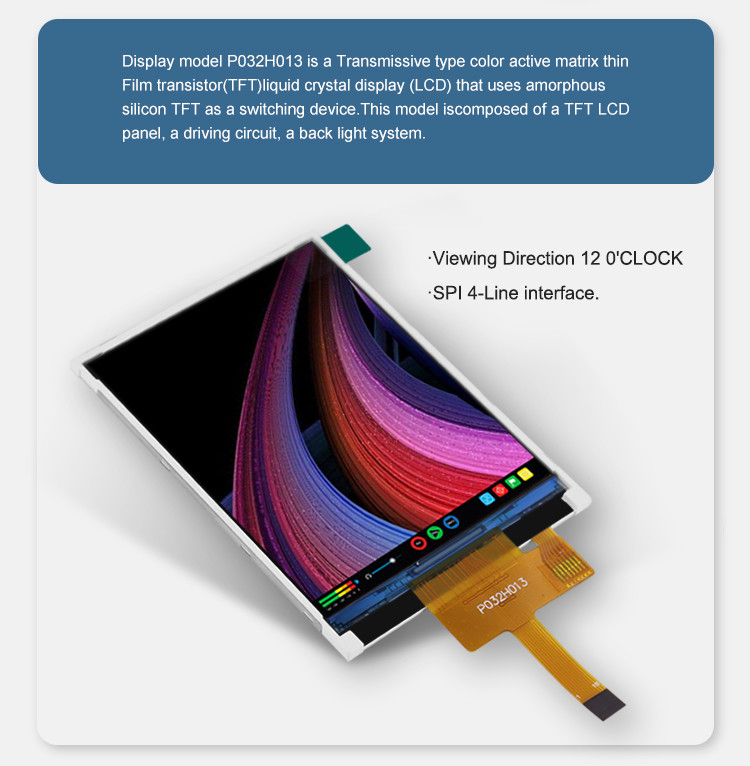 Polcd ST7789V 3,2-calowy kolorowy wyświetlacz TFT LCD 262 tys. TFT LCD 48,6 mm 12 0'CLOCK