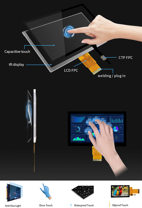 Polcd 7'' Tft Panel LCD 800x480 Pojemnościowy ekran dotykowy Interfejs RGB 7 cali Moduł LCD