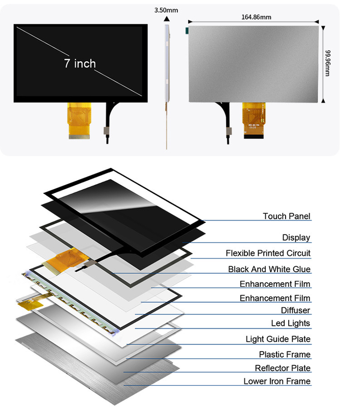 Polcd 7'' Tft Panel LCD 800x480 Pojemnościowy ekran dotykowy Interfejs RGB 7 cali Moduł LCD