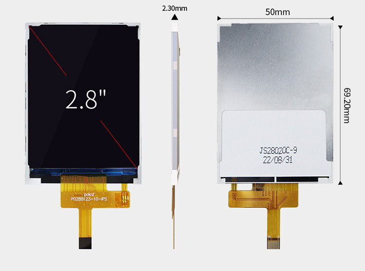 Polcd Mały LCD 2,8' 240x320 Przemysłowy IPS Kolorowy Ekran pełnowymiarowy 2,8-calowy Wyświetlacz LCD TFT z równoległym portem