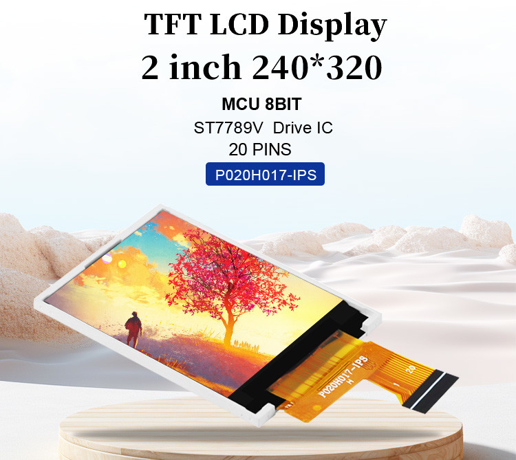 Polcd MCU 8-BITOWY 2-calowy wyświetlacz TFT 30,6 mm IPS TFT LCD