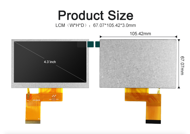 Polcd ST7262E43 Mały wyświetlacz Tft Lcd RGB 24 bity 4,3 cala Tft Lcd 800x480