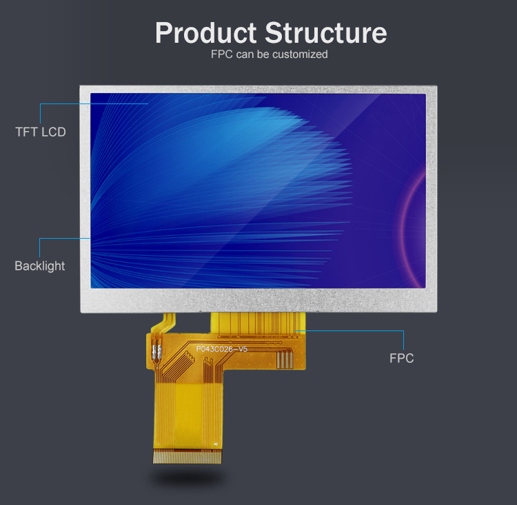 Polcd Custom 4.3 Inch 480*272 Color RGB 8bit ILI6485 Napęd 40pin 4.3' TFT LCD Module
