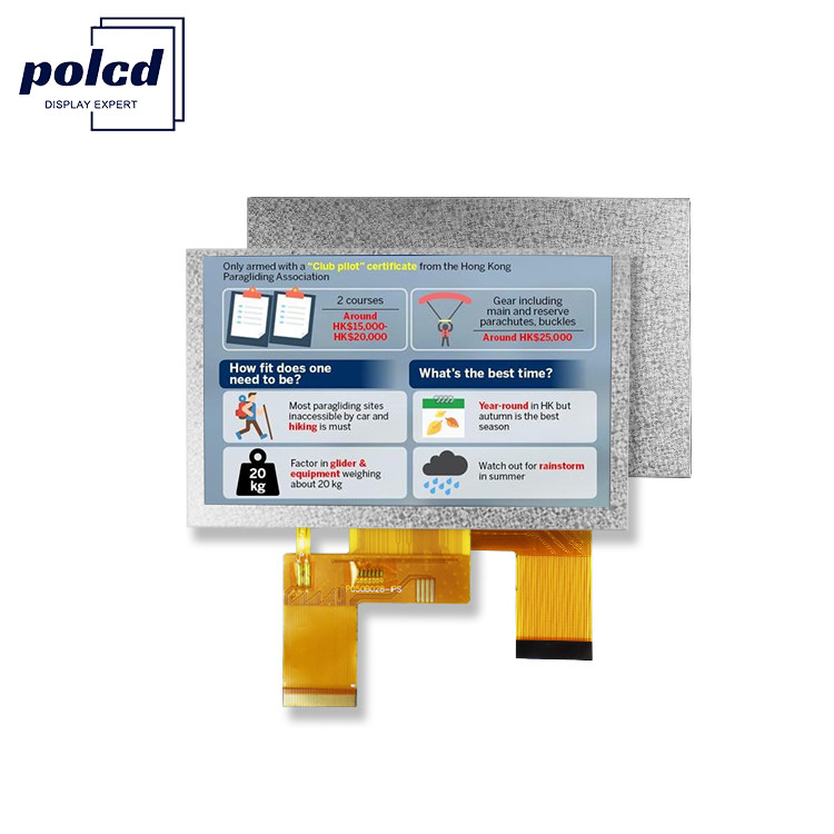Polcd 5 cali wyświetlacz TFT 800x480 RGB 24 bit interfejs IPS pełny kąt widzenia Moduł LCD o wysokim kontraste