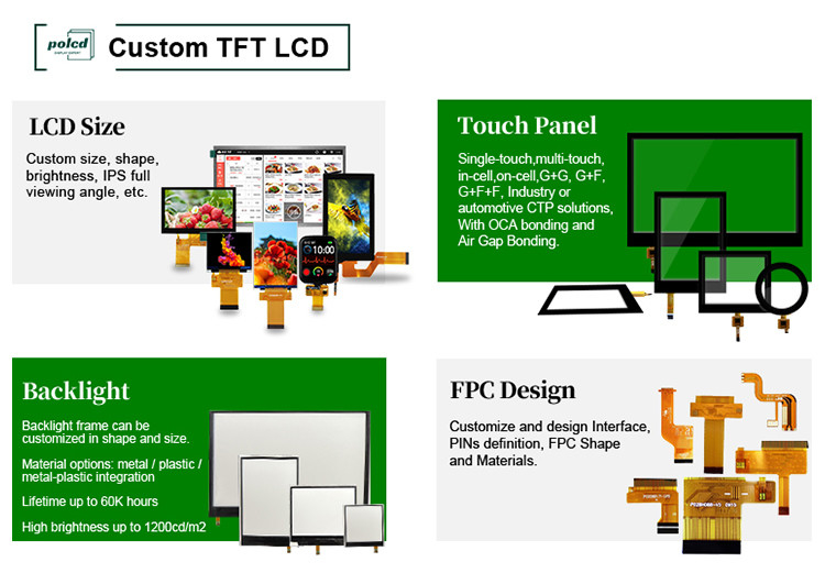 Polcd 240x320 Led Backlit Tft Lcd Display 2.4 Inch LCM 260 Nit Jasność Lcm Panel