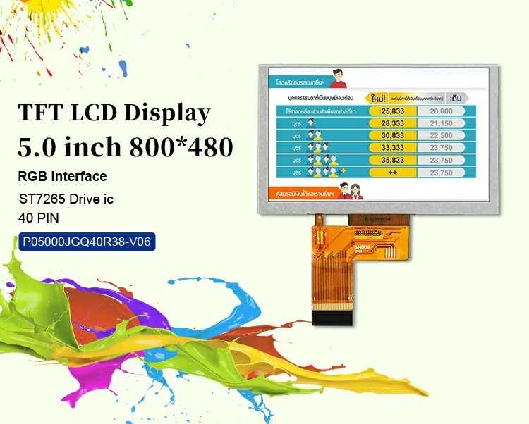 Polcd 5-calowy ekran LCD 800x480 rozdzielczość ST7262 sterownik IC RGB Interface TFT Display