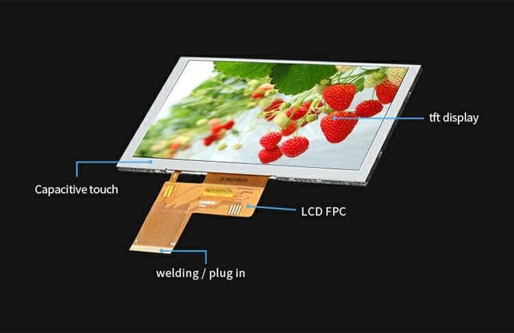 Polcd 5.0 Inch TFT LCD Panel 800*480 Rozdzielczość 500nits RGB Interfejs 5