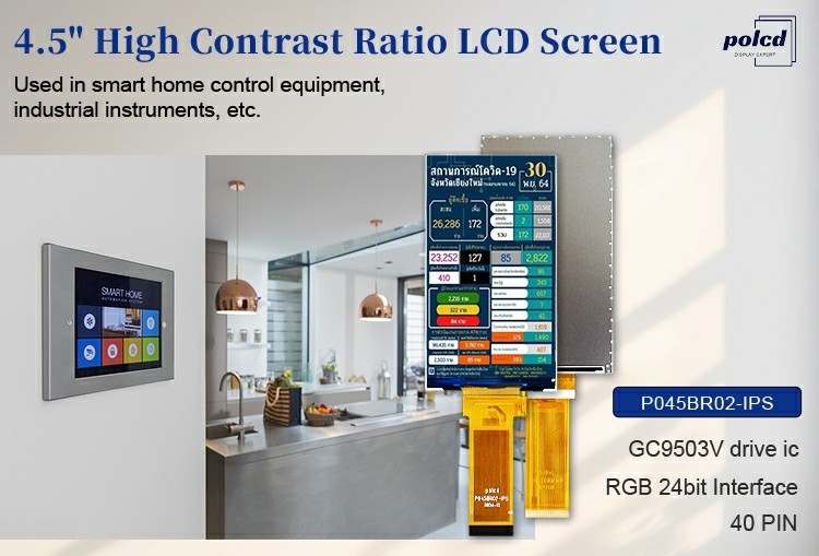Polcd 4,5 cali TFT LCD Moduł 480*854 Rozdzielczość 300 Nits RGB 24bit Interfejs 4,5