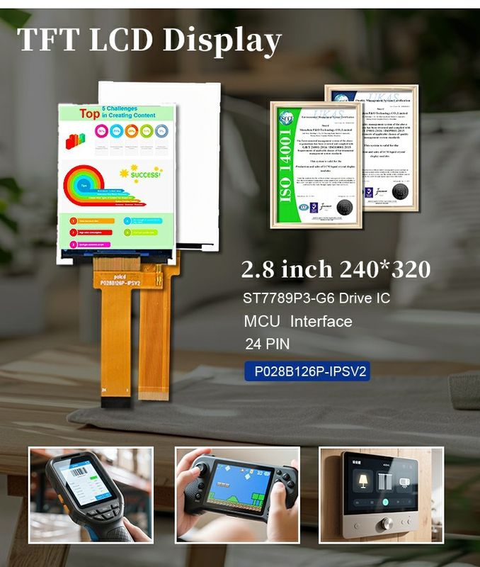 Polcd 2.8 Inch 240*320 rozdzielczość TFT LCD z ST7789P IC 24-Pin Interface 2.8