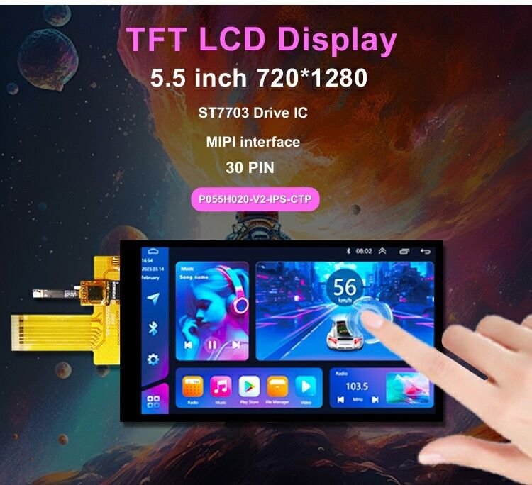 Polcd 5,5 cala IPS TFT LCD 720x1280 pełny kąt widzenia z interfejsem MIPI LCD Display Module
