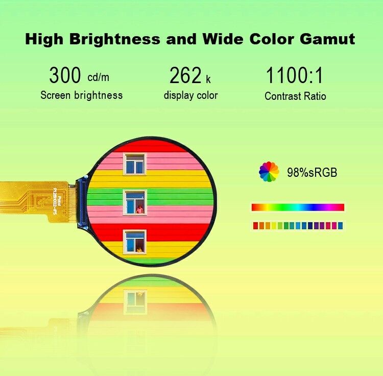 Polcd 1,28 cali IPS Okrągły wyświetlacz LCD 240xRGBx240 Rozdzielczość Moduł LCD TFT do inteligentnych zegarków