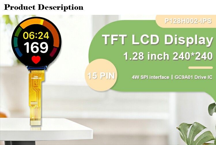 Polcd 1,28 cala 1,28' okrągły kolorowy okrągły wyświetlacz TFT 240x240 LCD GC9A01 sterownik moduł IPS LCD