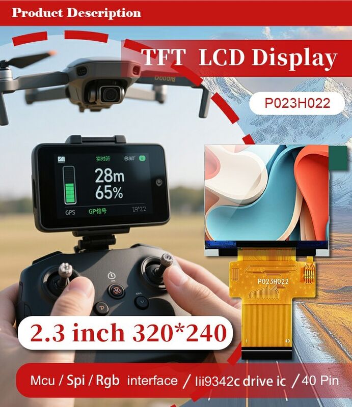 Polcd Black 320*240 RGB TFT Display 18 Bit Wysoka jasność 2,31 cala Panel LCD