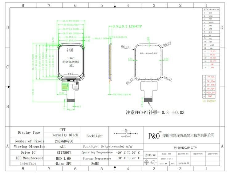 Polcd 1,69 cala 240x240 Ips Lcd ST7789V Mały ekran dotykowy LCD 4 linie SPI