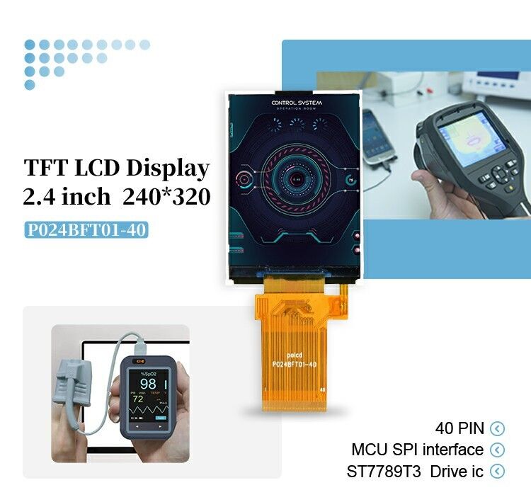 Polcd 2,4 cali TFT 240*320 Mcu Spi Interfejs Światło słoneczne Czytelna Transflekcyjna Technologia Ekran LCD