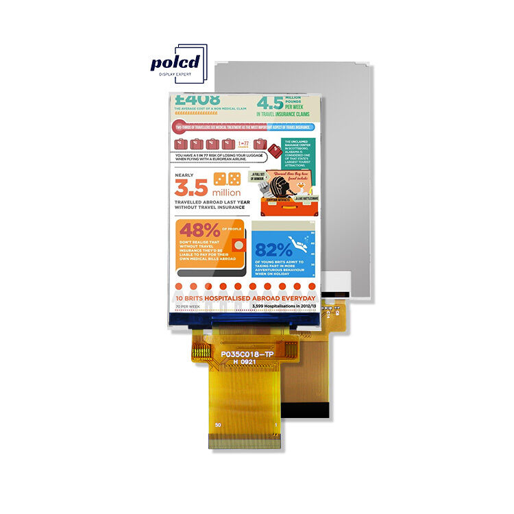 Polcd ILI9488 Wyświetlacz Tft Lcd 12 0'CLOCK 3.5 Tft Lcd Raspberry Pi 48.96mm