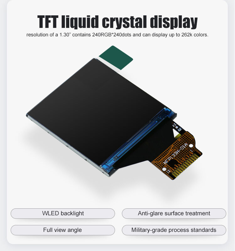 Polcd Square LCD Producent Mały rozmiar 240*240 SPI Interfejs IPS TFT 1,3 cali Panel wyświetlania LCD