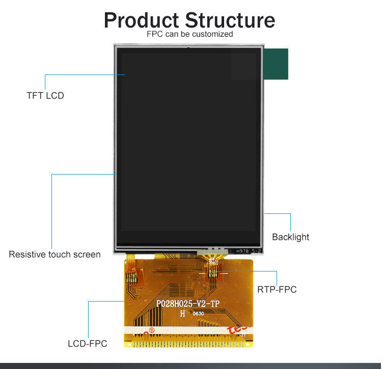 Polcd 2,8 cala 240*320 QVGA MCU 16bit TFT LCD Screen Module 37Pin LCD Display z panelem dotykowym
