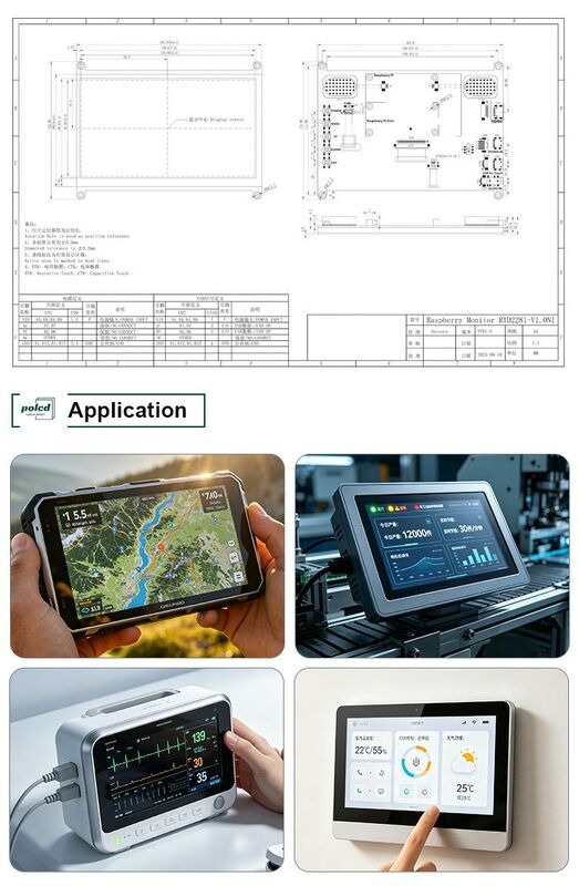 Polcd wysokiej jasności 7 cali 1024x600 RGB LCD Drive Board RTD2281 z głośnikiem audio do wyświetlania przemysłowego na zewnątrz
