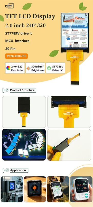 Polcd 2 cali 240*320 Ekran IPS Transmisywny ST7789V 300 nit 20 pin interfejs MCU TFT LCD Module Display