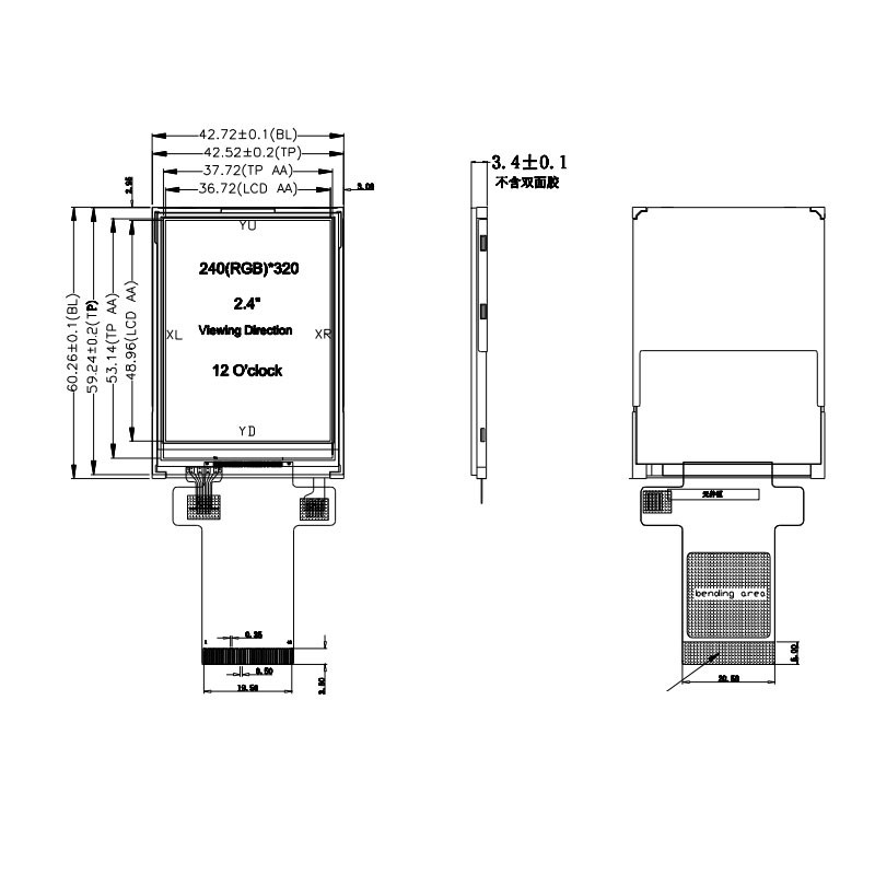 Polcd 350 Nit 16-bitowy wyświetlacz Tft Lcd ILI9341V 2,4-calowy ekran dotykowy
