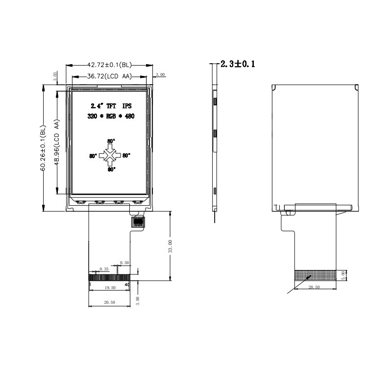 Ekran dotykowy Polcd 350 Nit Tft 2,4 cala 16-bitowy wyświetlacz LCD ISO9001