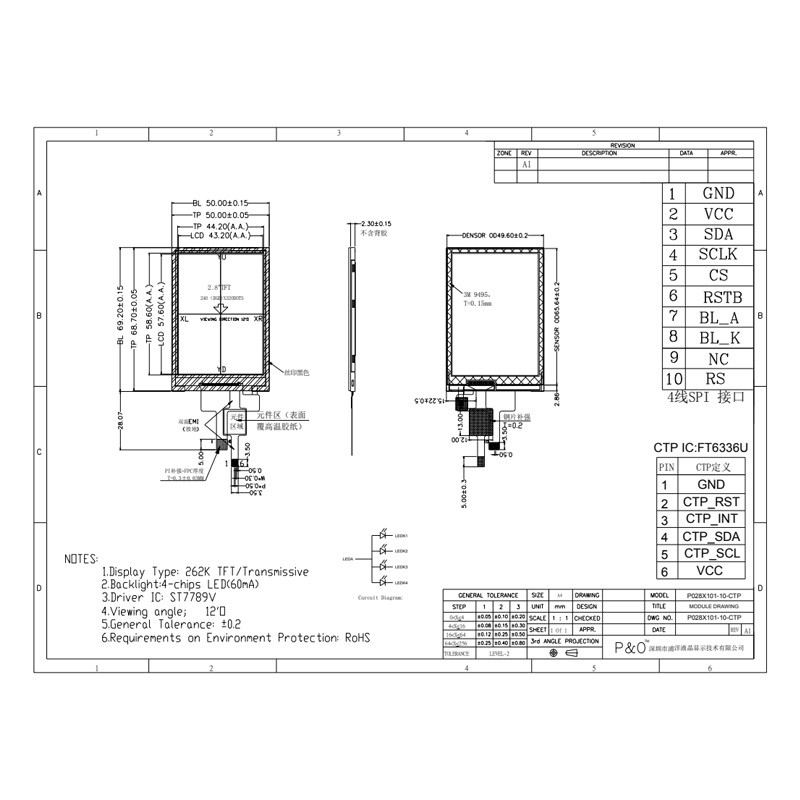 Polcd 240X320 Tft Lcd pojemnościowy ekran dotykowy ST7789V 2.8 Tft Lcd nakładka Raspberry Pi