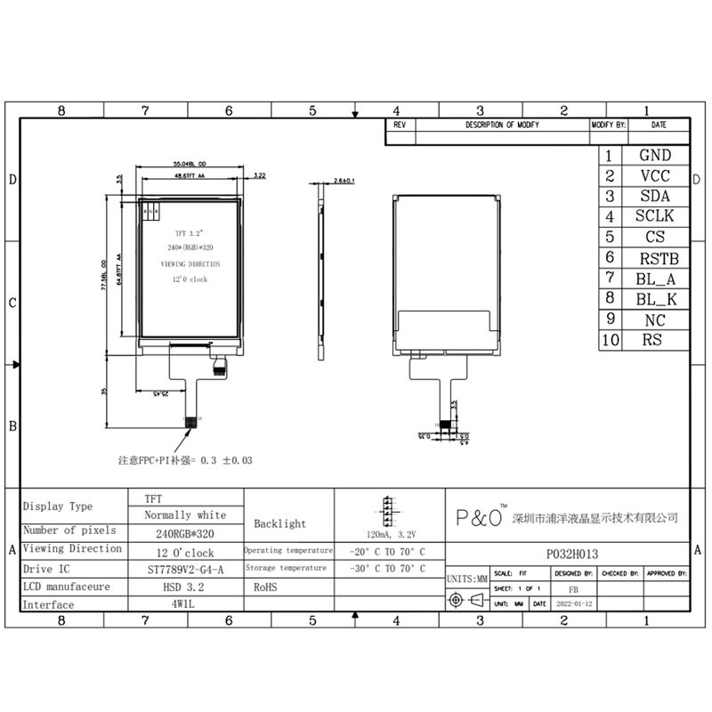 Polcd ST7789V 3,2-calowy 320x240 Dotykowy monitor LCD 4-liniowy SPI o wysokiej jasności