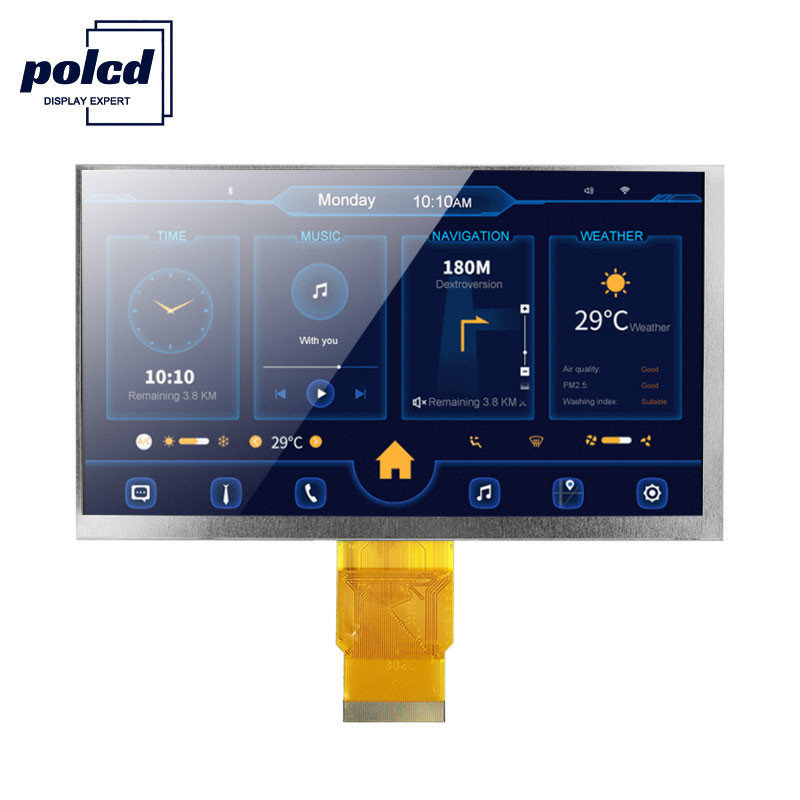 Polcd ISO9001 300 nitów 7-calowy dotykowy Tft LCD RGB 24-bitowy wyświetlacz LCD 800x480