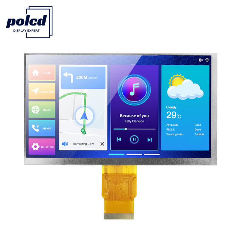 Polcd 300cd / M 7 cali 800x480 RGB 24-bitowy wyświetlacz LCD o wysokiej jasności Przemysłowy
